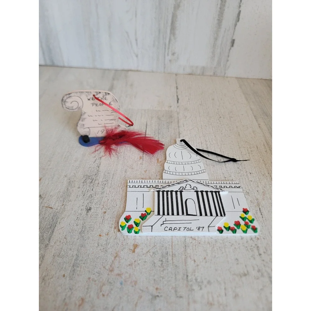 Vintage cats paw DC Capital declaration of Independence ornament Xmas set